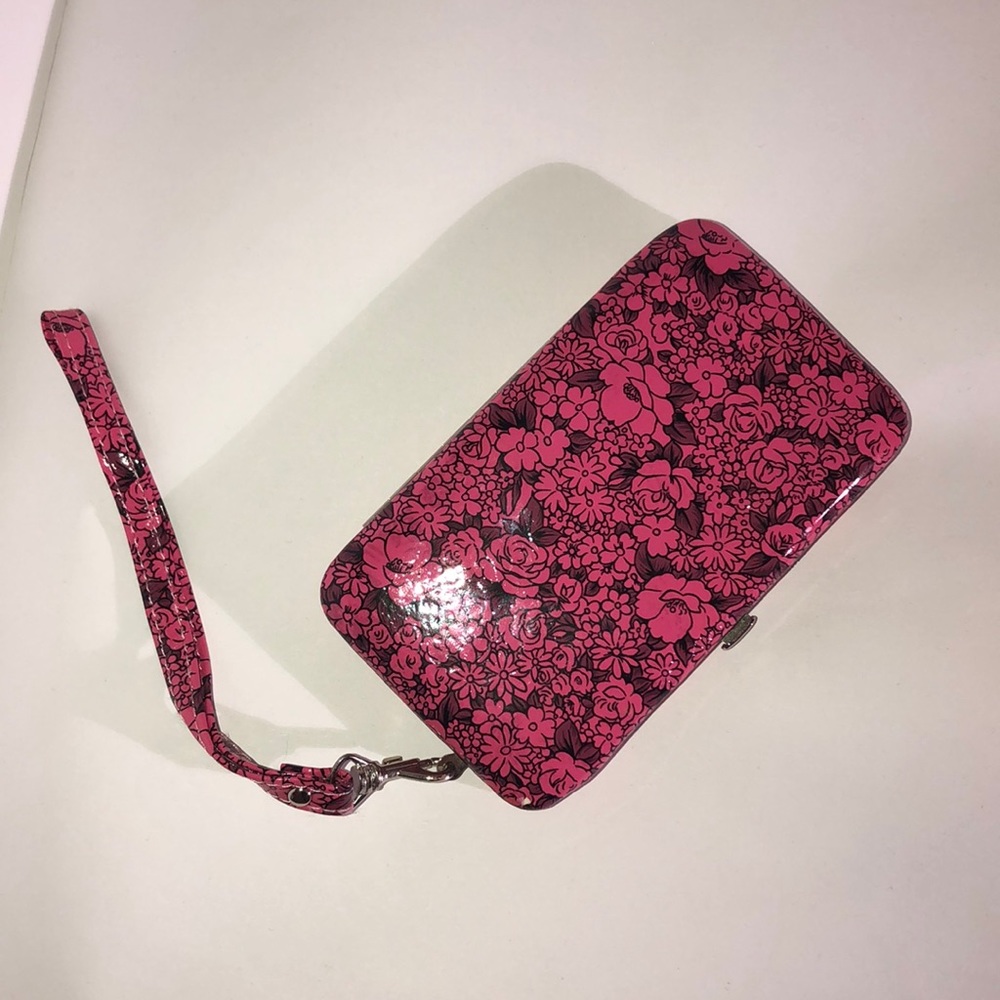 Pink and black floral Wallet